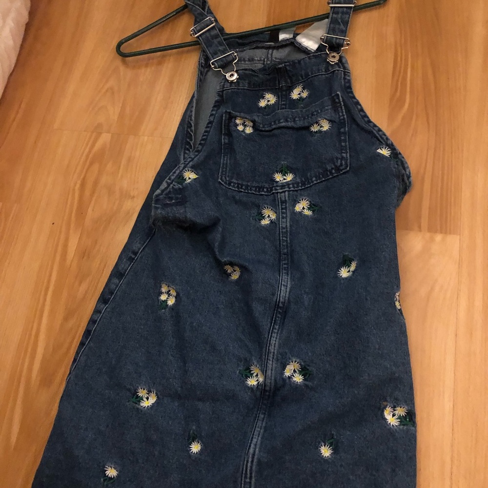flower denim overall dress